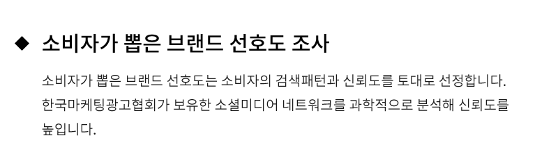 소비자가뽑은 브랜드 선호도 조사
